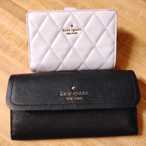 Kate Spade Quilted Soft Pink and Black Wallet Duo Bundle